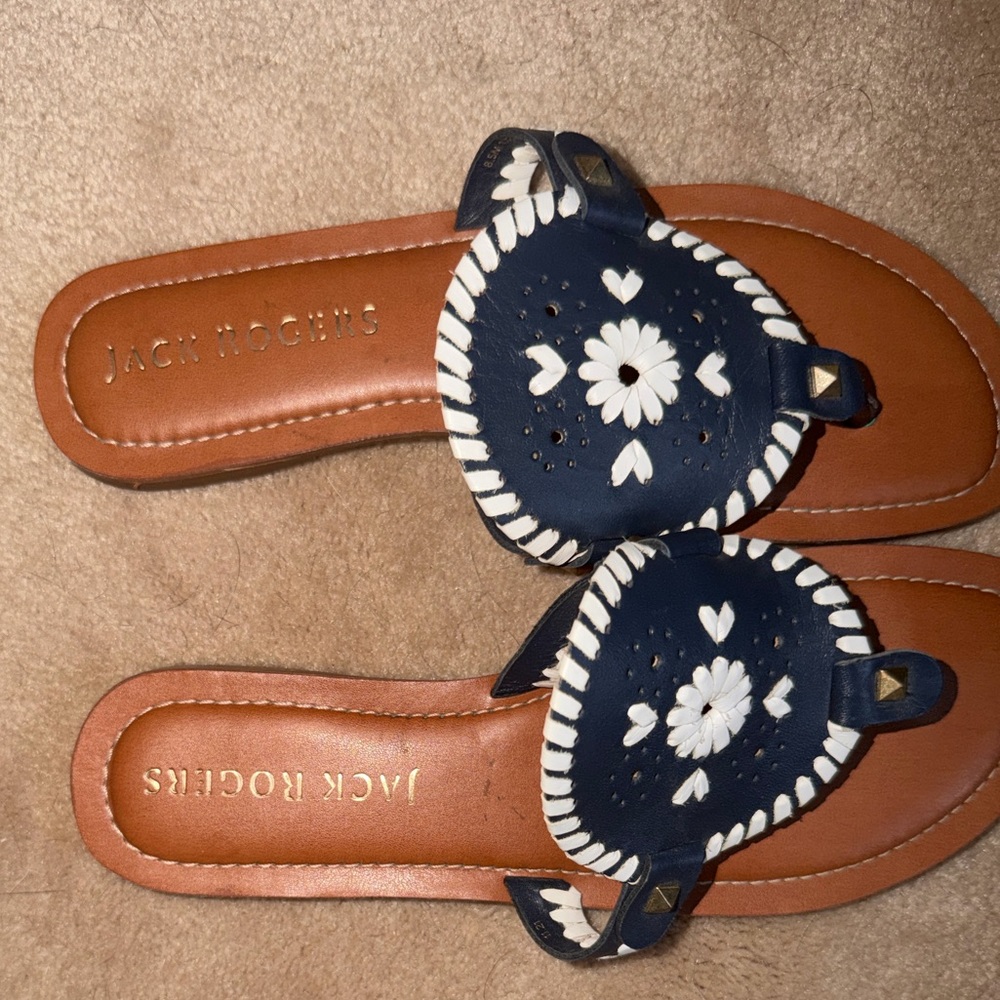 Jack Rogers Navy and White Georgica Sandals 8.5 EUC - Picture 4 of 5